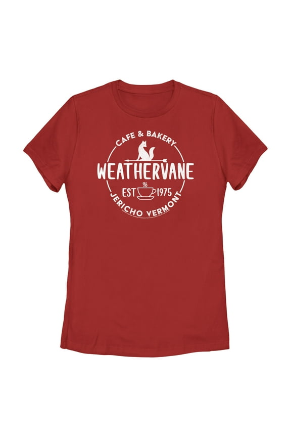 Women's Wednesday Weathervane Cafe Logo Graphic Tee Red Large