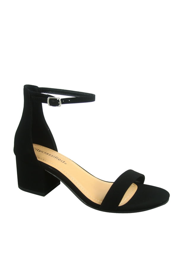 Women's Weekend Low Chunky Block Heel Open Toe Ankle Strap Dress Sandal Shoes ( Black, 7.5 )