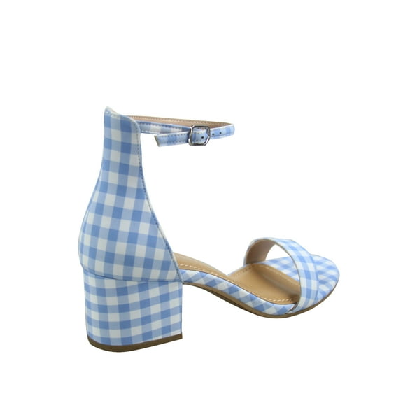 Women's Weekend Low Chunky Block Heel Open Toe Ankle Strap Dress Sandal Shoes Blue Gini 8.5