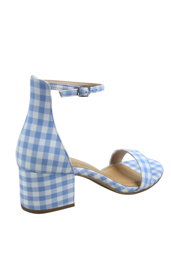 Women's Weekend Low Chunky Block Heel Open Toe Ankle Strap Dress Sandal Shoes Blue Gini 8.5