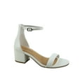 thumbnail image 1 of Women's Weekend Low Chunky Block Heel Open Toe Ankle Strap Dress Sandal Shoes White 8, 1 of 2