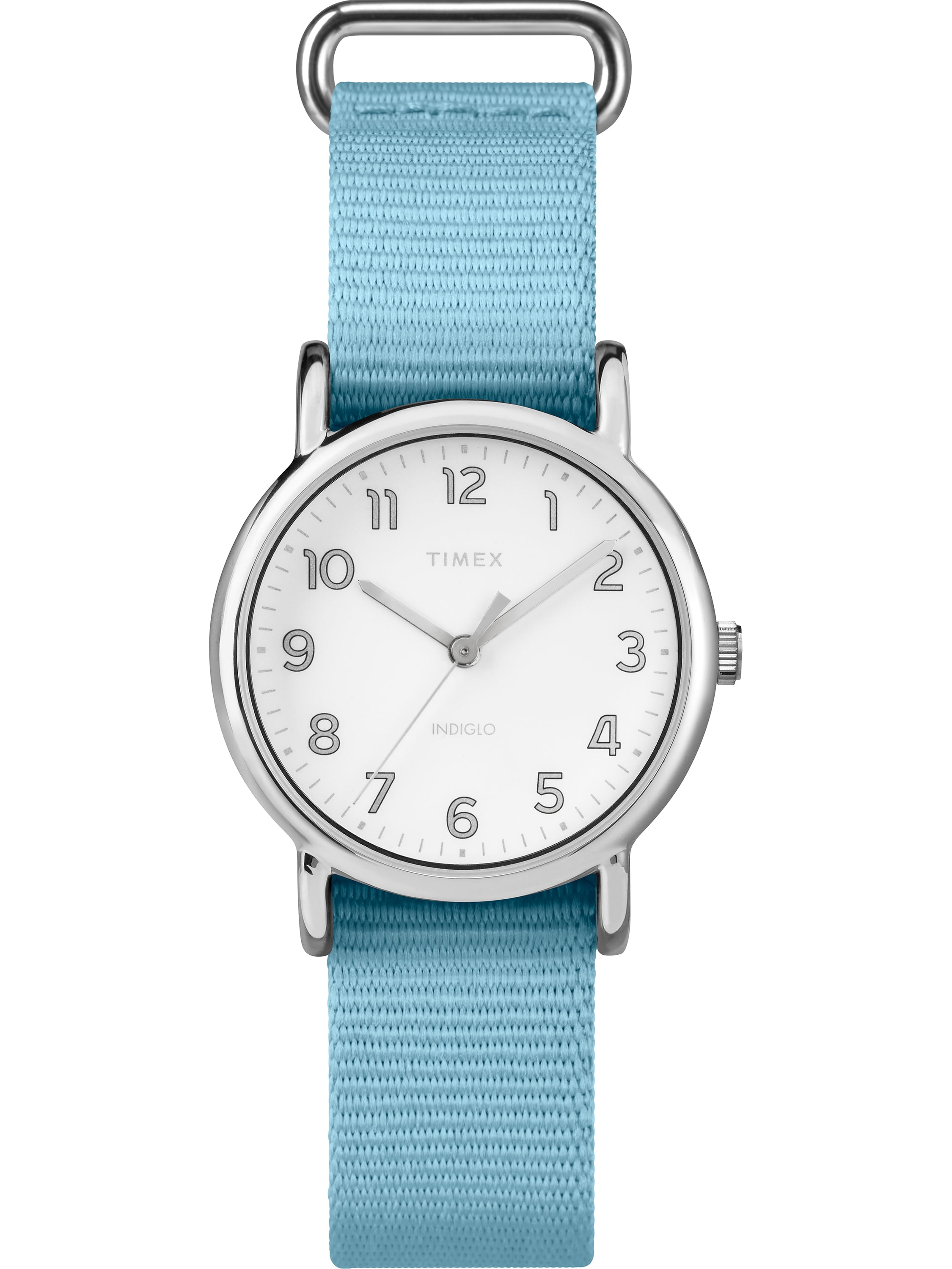 Women s Weekender 31 Blue Silver Tone Watch Nylon Slip Thru Strap