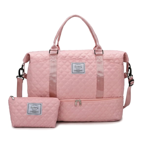 LAPTOM MAX Weekender Bags for Women, Travel Duffle Bag with Shoe Compartment & Wet Pocket, Carry-On Gym Overnight Bag, Pink