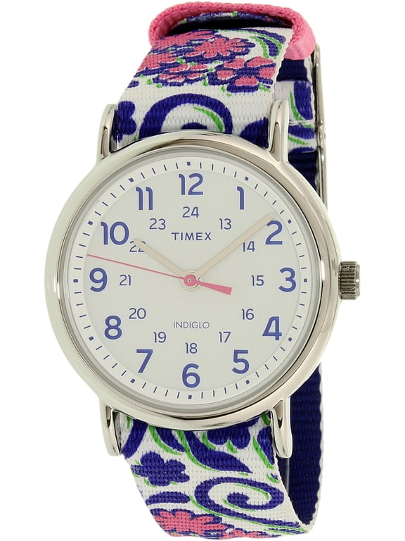 Women's Weekender Watch, Blue Swirl Nylon Slip-Thru Strap