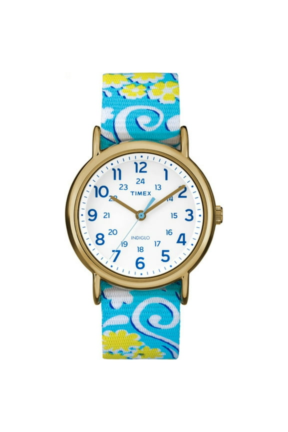 Women's Weekender Watch, White Swirl Nylon Slip-Thru Strap