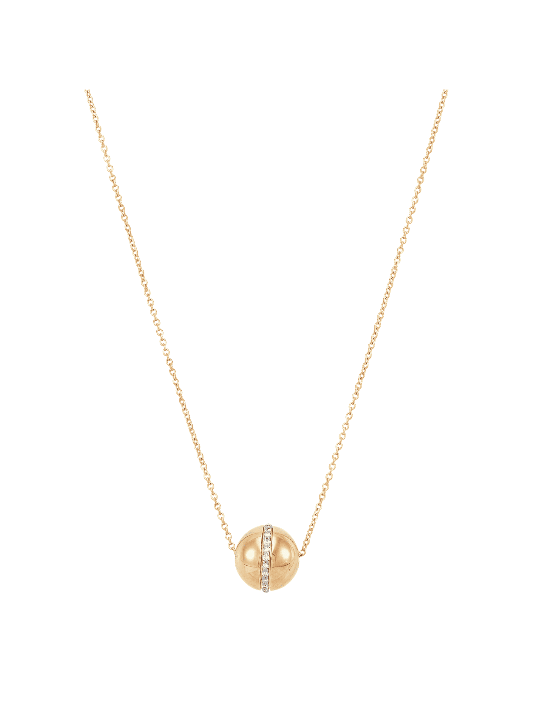 Women's Welry 1/10 cttw Diamond Ball Pendant Necklace in 10kt Yellow Gold, 17"