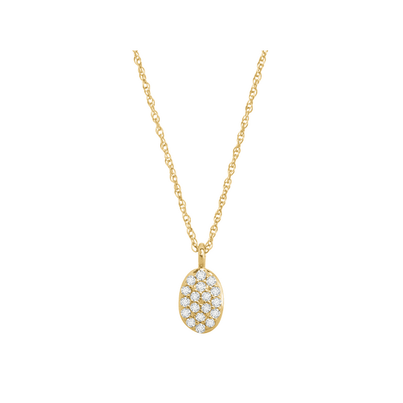 Women's Welry 1/10 cttw Diamond Petite Oval Pendant Necklace in 10kt Yellow Gold, 18"