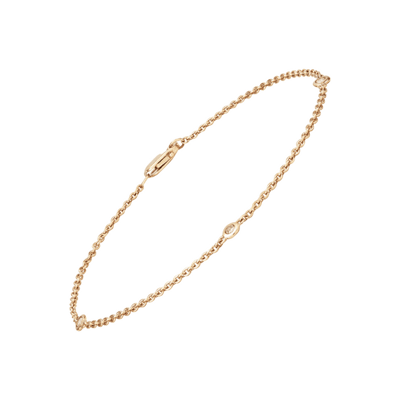 Women's Welry 1/10 cttw Diamond Station Chain Bracelet in 14kt Yellow Gold, 7.25"