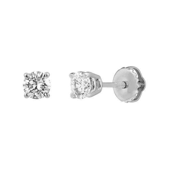 Women's Welry 1/2 cttw Diamond Solitaire Stud Earrings in 14kt White Gold