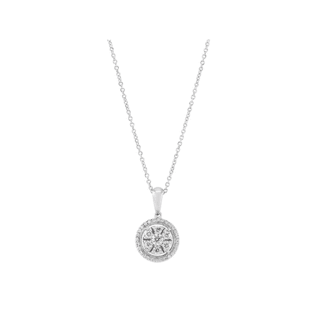 Women's Welry 1/4 cttw Diamond Circle Pendant Necklace in 10kt White Gold, 18"