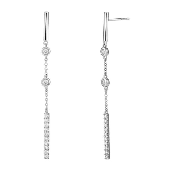 Women's Welry 1/4 cttw Diamond Dangle Earrings in 14kt White Gold