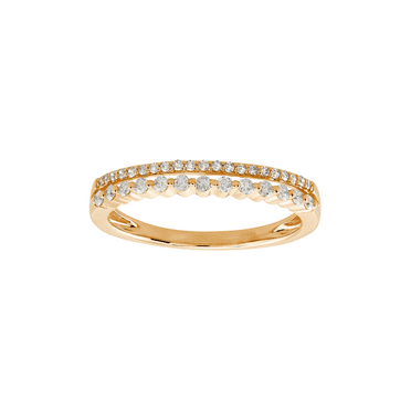 Women's Welry 1/4 cttw Diamond Double Band Ring in 10kt Yellow Gold, Size 9