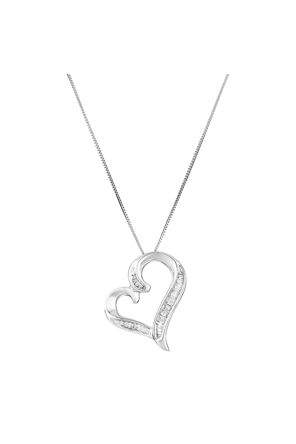 Women's Welry 1/4 cttw Diamond Swirled Heart Pendant Necklace in 10kt White Gold, 18"