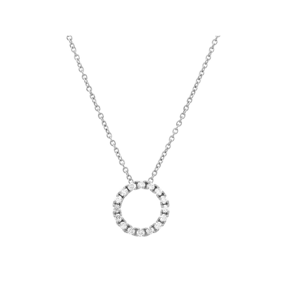 Women's Welry 1/6 cttw Diamond Open Circle Pendant Necklace in 10kt White Gold, 17"