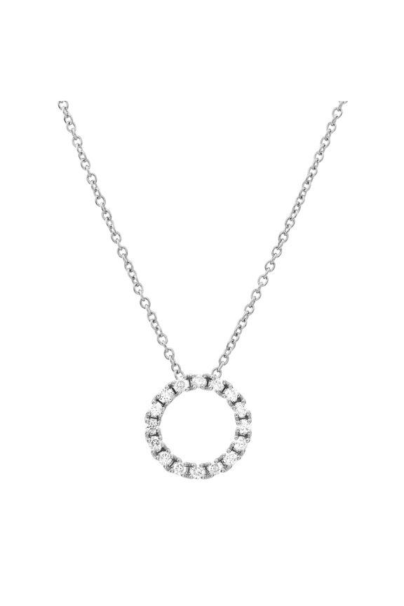 Women's Welry 1/6 cttw Diamond Open Circle Pendant Necklace in 10kt White Gold, 17"