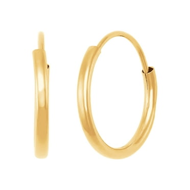 14kt Yellow Gold 12mm Hoop Earrings - Walmart.com