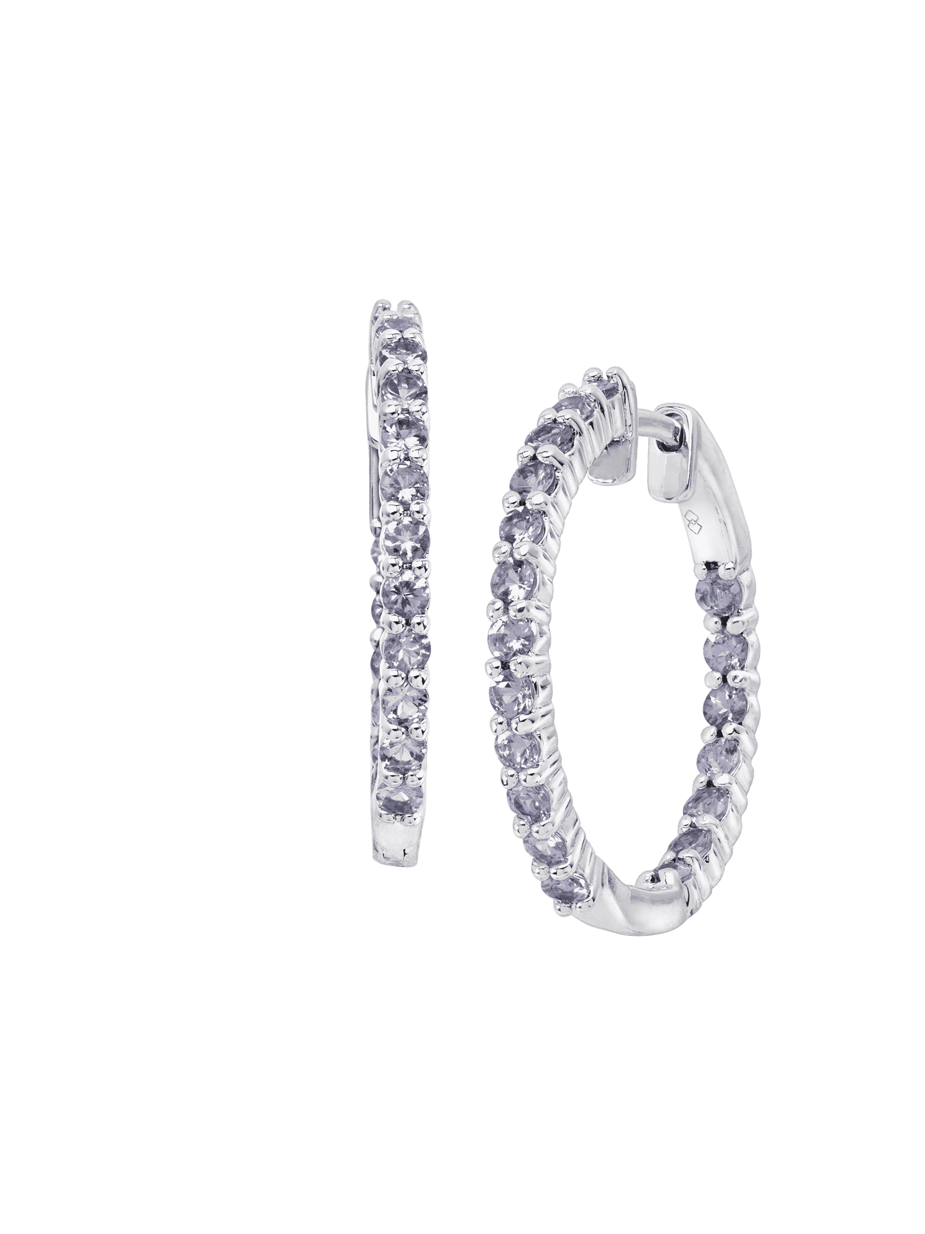 Women's Welry 24mm Tanzanite Front-Back Hoop Earrings in Sterling Silver