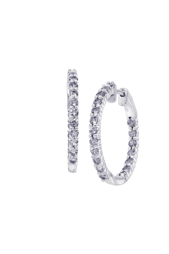 Women's Welry 24mm Tanzanite Front-Back Hoop Earrings in Sterling Silver