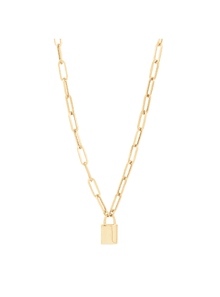 Padlock Necklace Lock Chain for Men Women,Gold