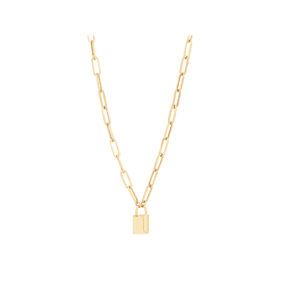 Women's Welry 3.8mm Paperclip Chain Lock Pendant Necklace in 10kt Yellow Gold, 20"