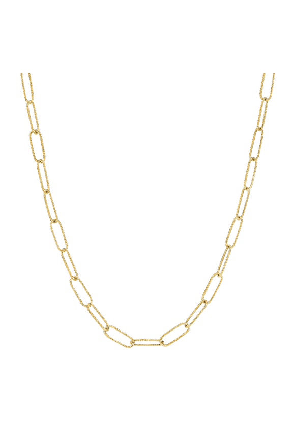 Women's Welry 4.3mm Textured Paperclip Chain Necklace in 10kt Yellow Gold, 18"