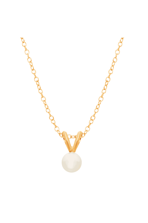 Women's Welry 5mm Freshwater Pearl V-Shape Pendant Necklace in 14kt Yellow Gold, 16"