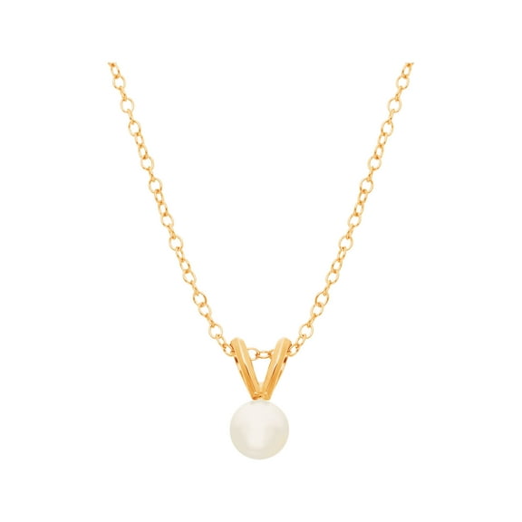 Women's Welry 5mm Freshwater Pearl V-Shape Pendant Necklace in 14kt Yellow Gold, 16"