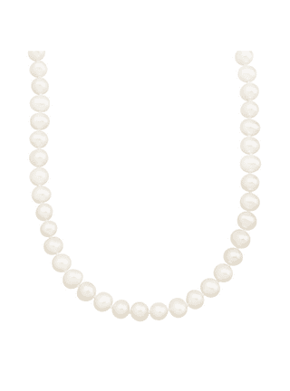 Cream White 10mm Simulated Faux Pearl Necklace Hand Knotted Strand 16 Inch  