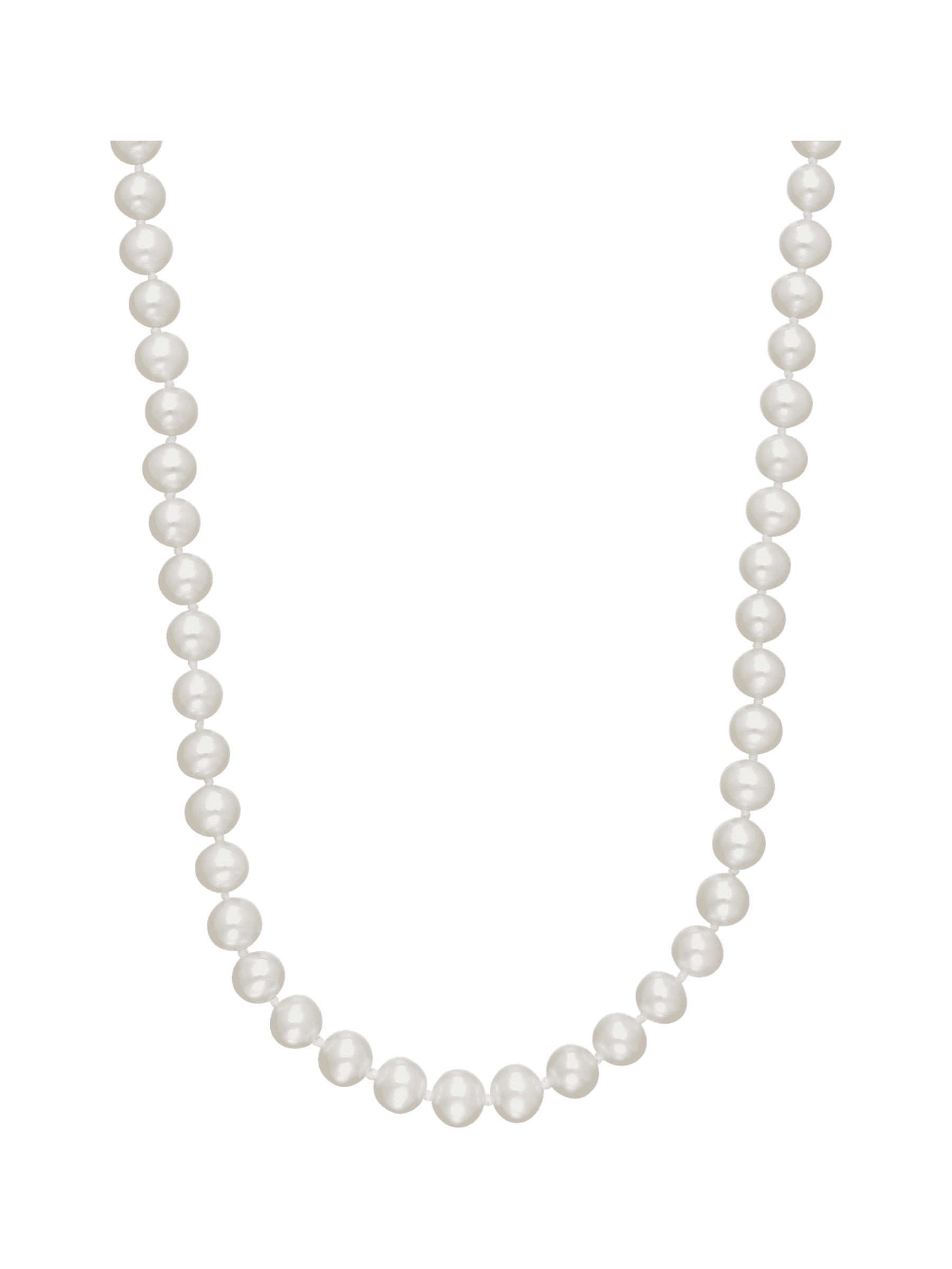 Women's Welry 6mm White Freshwater Pearl Strand Necklace in Sterling ...