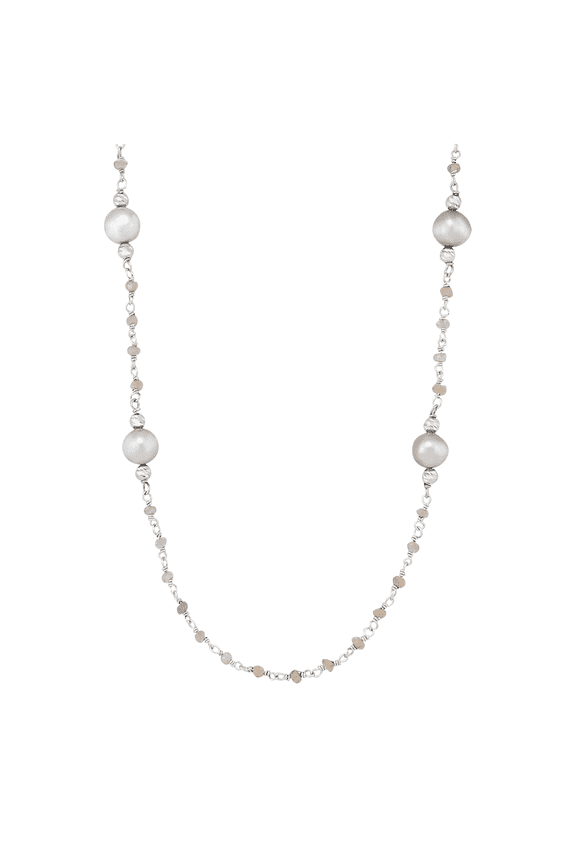 Women's Welry 8-9mm Freshwater Grey Pearl & Natural Spinel Necklace in Sterling Silver, 36.5"