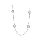 Women's Welry 8-9mm Freshwater Pearl Knotted Station Chain Necklace in Sterling Silver, 36"