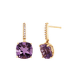 thumbnail image 1 of Women's Welry Amethyst Drop Earrings with Diamonds in 14kt Yellow Gold, 1 of 6