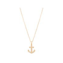 Women's Welry Anchor Pendant Necklace with Diamonds in 10kt Yellow Gold, 17"   1"