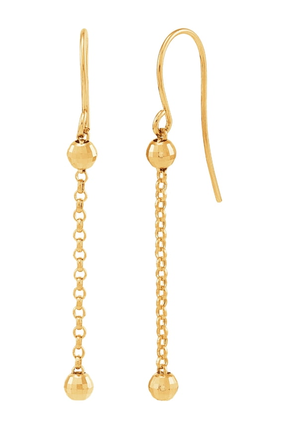 Women's Welry Bead Drop Earrings in 10kt Yellow Gold