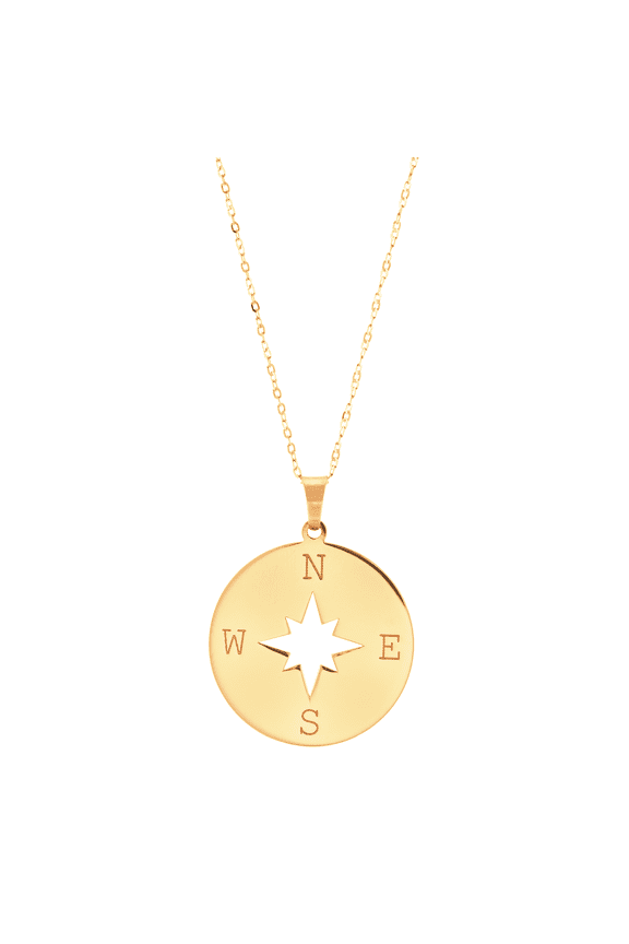 Women's Welry Compass Pendant Necklace in 14kt Yellow Gold, 18"