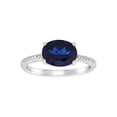 thumbnail image 1 of Women's Welry Created Oval Blue Sapphire Ring with Diamond Accents in 10kt White Gold, Size 9, 1 of 5
