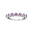thumbnail image 1 of Women's Welry Created Pink Sapphire Seven Stone Band Ring in 10kt White Gold, Size 9, 1 of 5