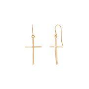 Women's Welry Cross Dangle Drop Earrings in 14kt Yellow Gold
