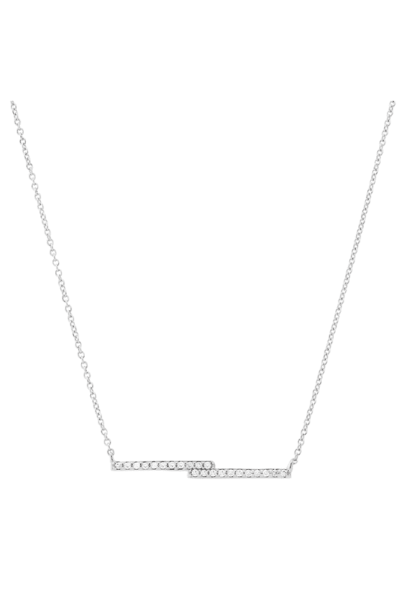 Women's Welry Double Bar Pendant Necklace with Diamonds in 10kt White Gold, 16" + 1" + 1"