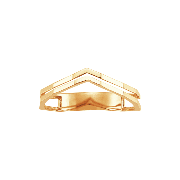Women's Welry Double Chevron Ring in 14kt Yellow Gold, Size 7