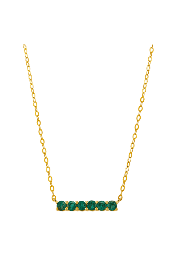 Women's Welry Emerald Six Stone Bar Pendant Necklace in 10kt Yellow Gold, 17"