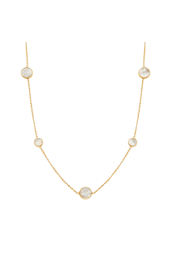Women's Welry Geodescent Five Station Mother-of-Pearl Tincup Necklace in 14kt Yellow Gold, 18"