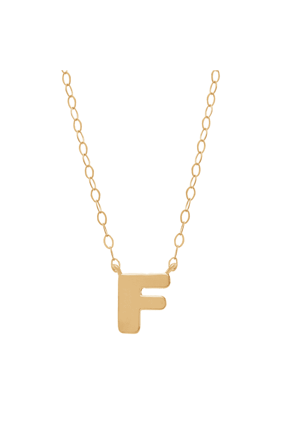 Women's Welry Initial 'F' Pendant Necklace in 14kt Yellow Gold, 17"