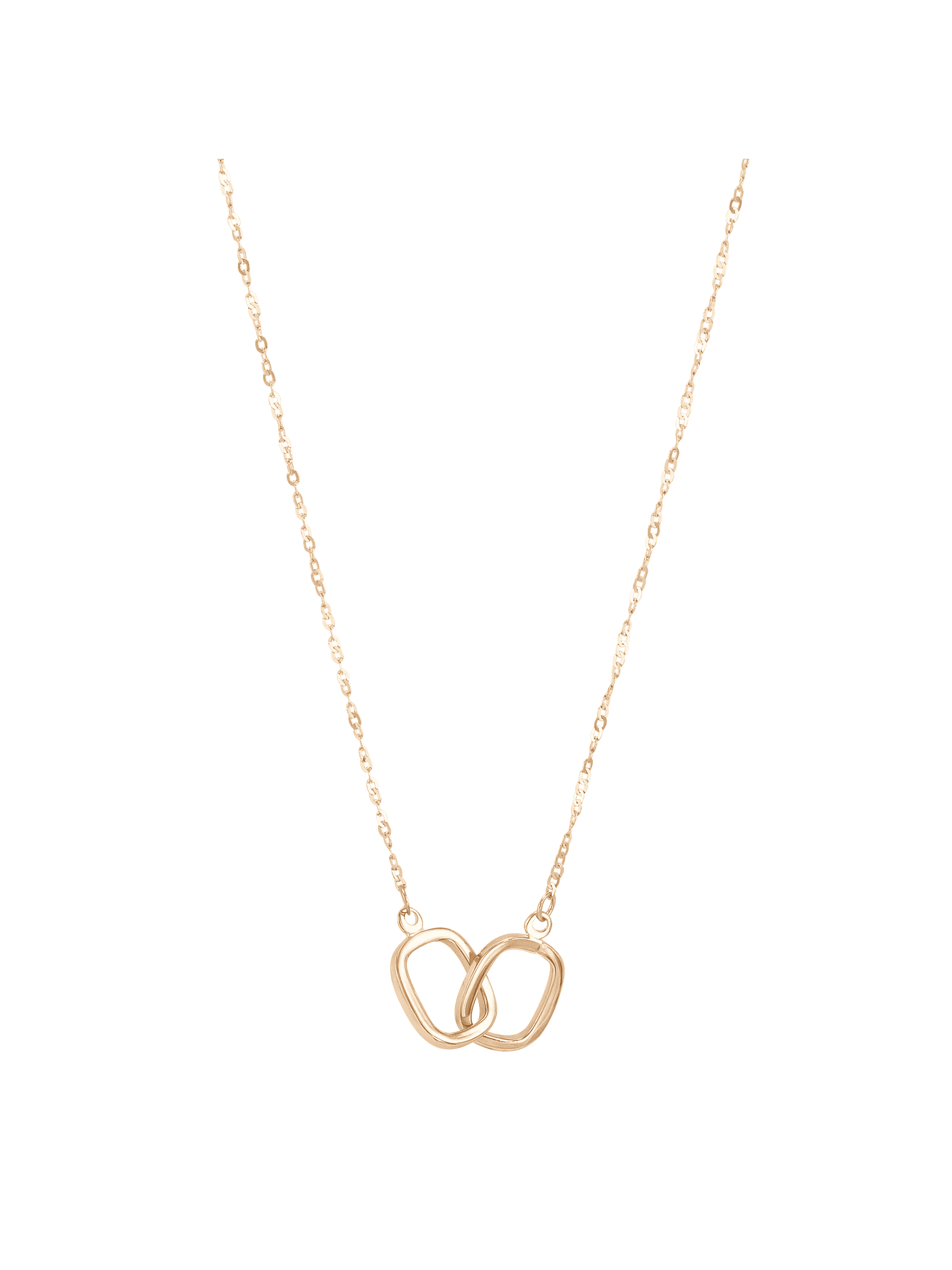 Women's Welry Interlocking Ovals Pendant Necklace in 14kt Yellow Gold, 16" + 2"