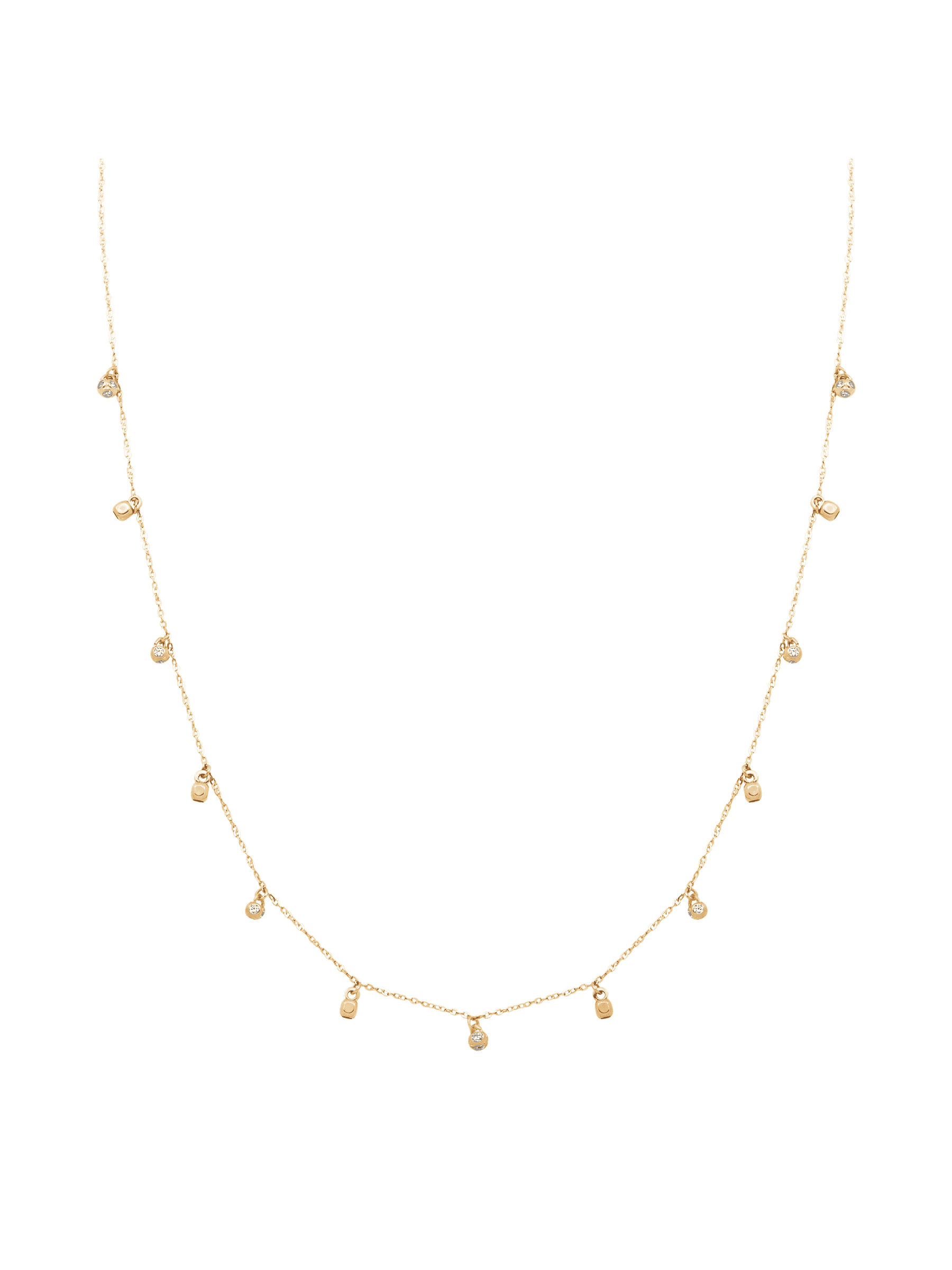 Women's Welry Multi Charm Drop Necklace with Cubic Zirconia in 14kt Yellow Gold, 18"