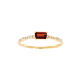 thumbnail image 1 of Women's Welry Emerald-Cut Natural Garnet Ring with 1/10 cttw Diamonds in 14kt Yellow Gold, 1 of 5