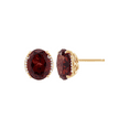 thumbnail image 1 of Women's Welry Natural Garnet Oval Stud Earrings with Diamonds in 10kt Yellow Gold, 1 of 3