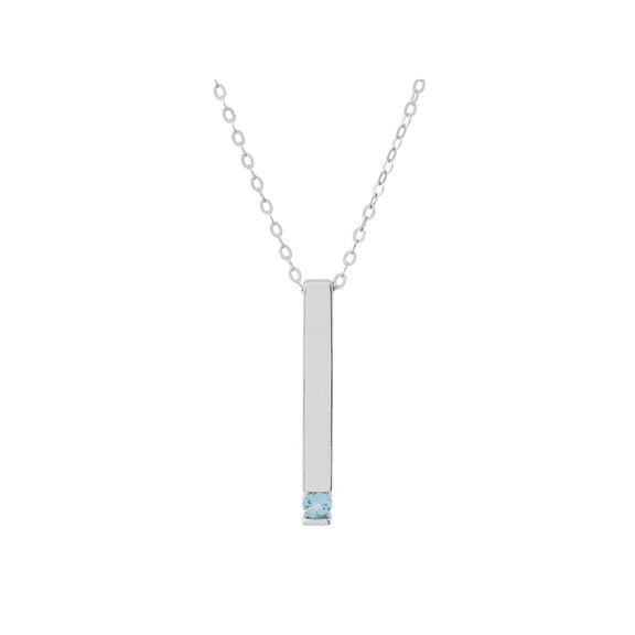 Women's Welry Natural Swiss Blue Topaz Bar Pendant Necklace in 10kt White Gold, 17"