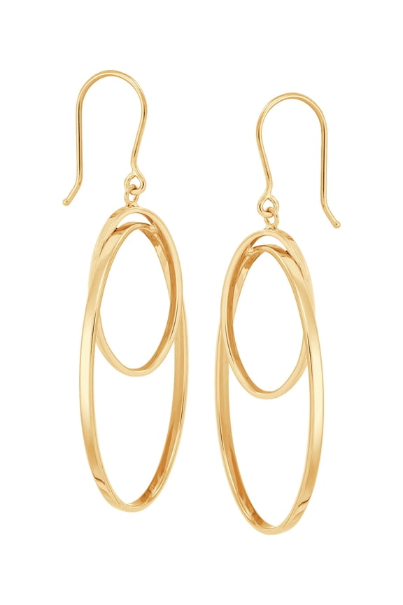 Women's Welry Polished Interlocking Oval Drop Earrings in 14kt Yellow Gold