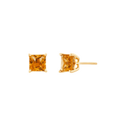 Women's Welry Princess-Cut Citrine Stud Earrings in 10kt Yellow Gold